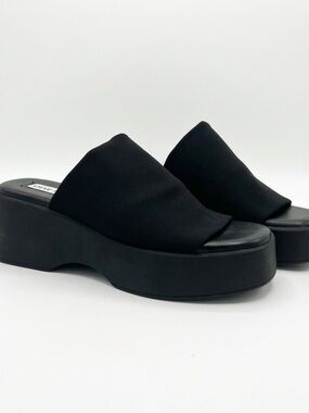 Steve Madden Women's Black Slinky30 Platform Slide Sandals Y2K VTG 90s Sz 36 / 6
